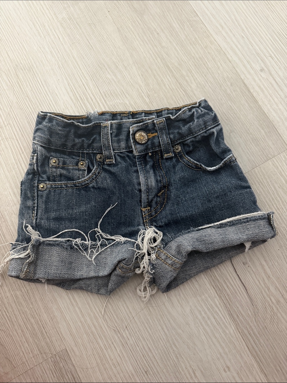 Levi Dark Blue Denim Girls' Rolled Hem Shorts